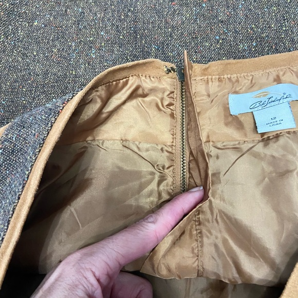 BOB TIMBERLAKE-Wool blend skirt Brown Speckled boho zip pockets Lagenlook Sz 12 - Picture 10 of 16